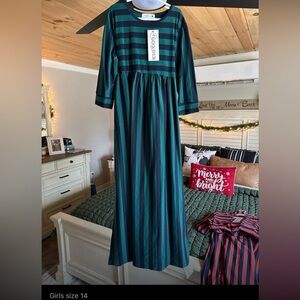 Striped Green and Blue Kids Formal Dress